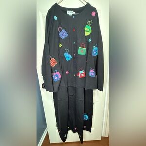 VTG The Quacker Factory  Sleeveless Maxi Dress W/ Matching Cardigan 2X Purses